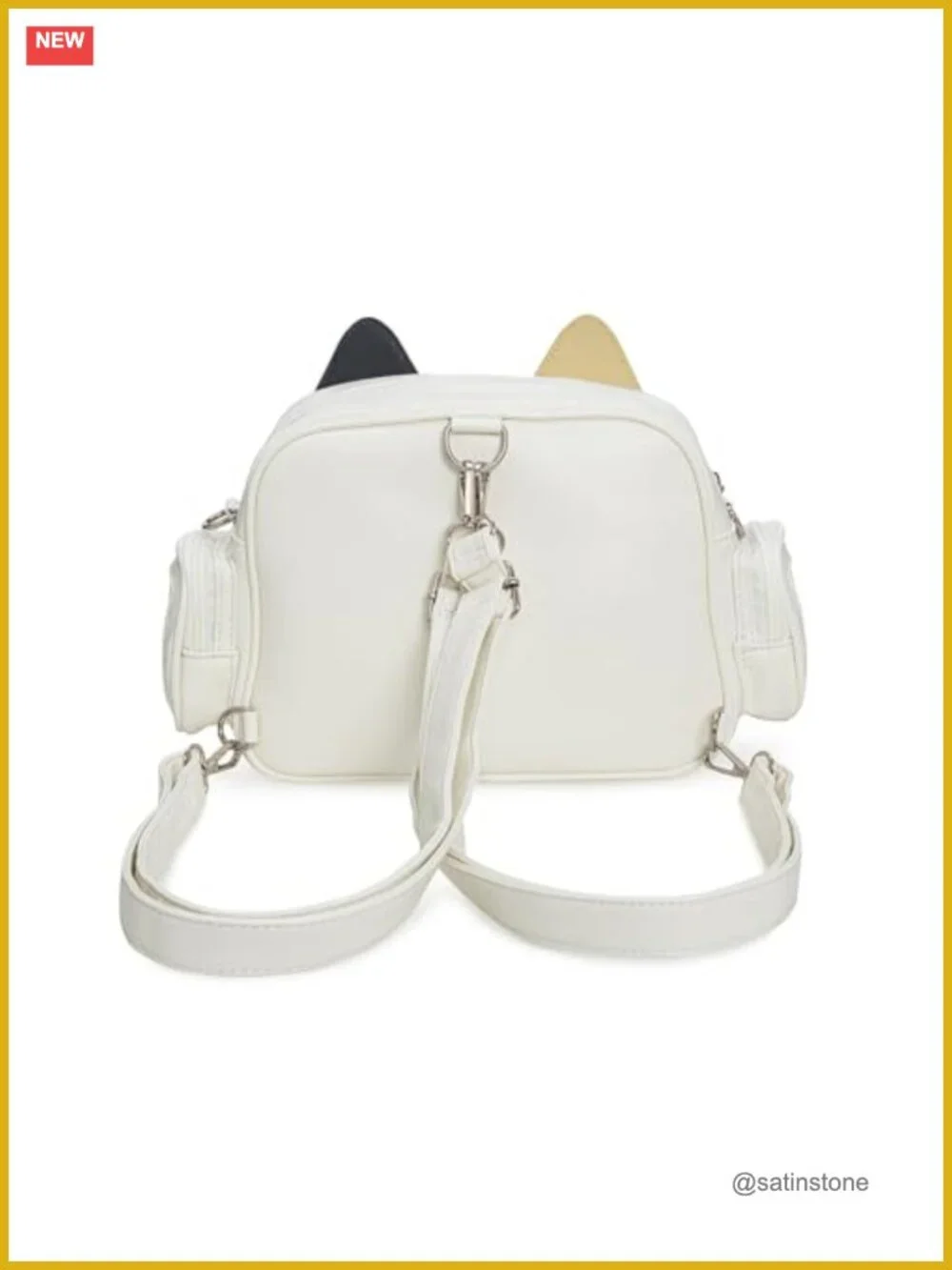 Kawaii Cat Ita Bag Crossbody Backpack with Pin Display Window PU Leather